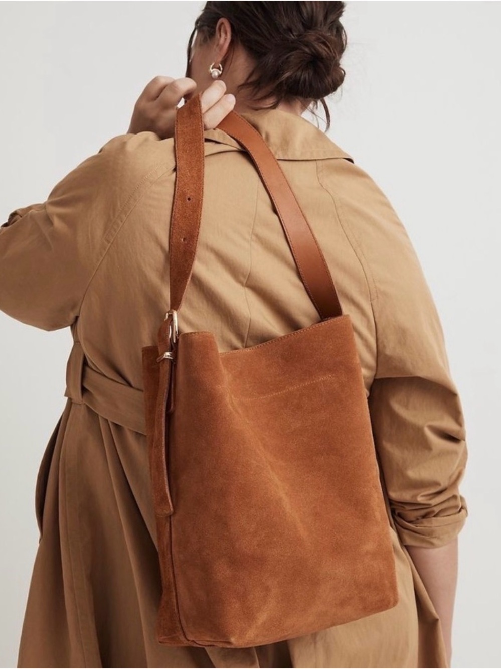 Madewell Suede Bucket Shoulder Bag Cognac - Picture 5 of 5